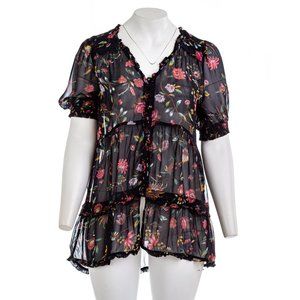 ANTHROPOLOGIE Sheer Tiered Ruffle Blouse